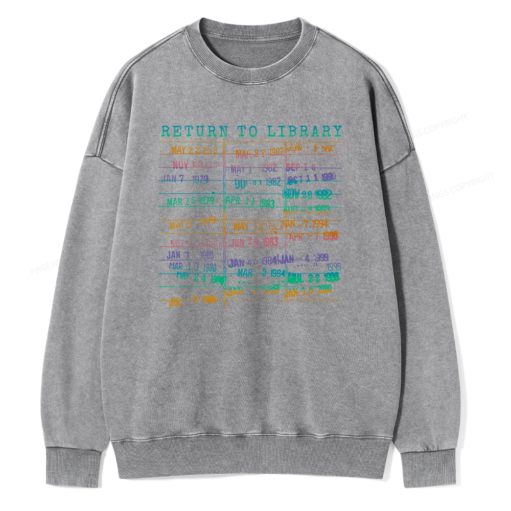 Pagewing Vintage Library Rainbow Unisex Washed Sweatshirt