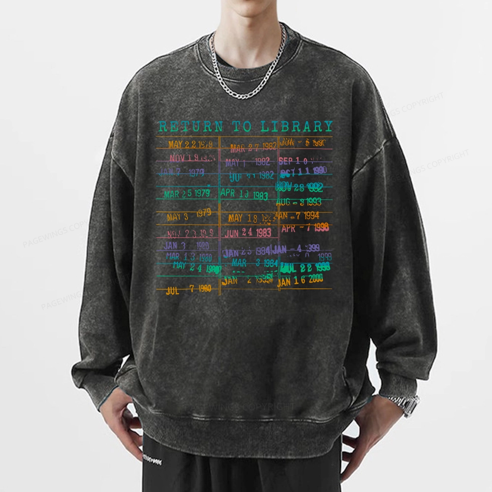 Pagewing Vintage Library Rainbow Unisex Washed Sweatshirt