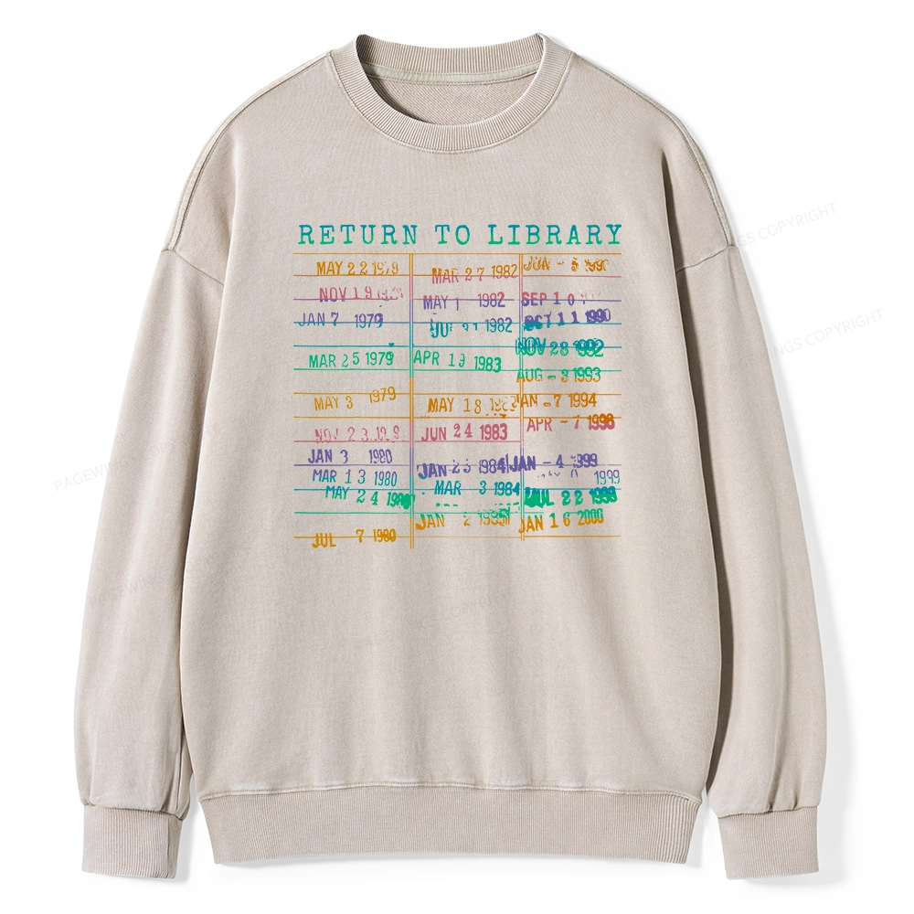 Pagewing Vintage Library Rainbow Unisex Washed Sweatshirt
