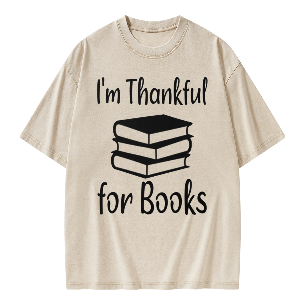 Pagewings Thanksgiving I Am Thankful For Books Unisex Washed T-shirt