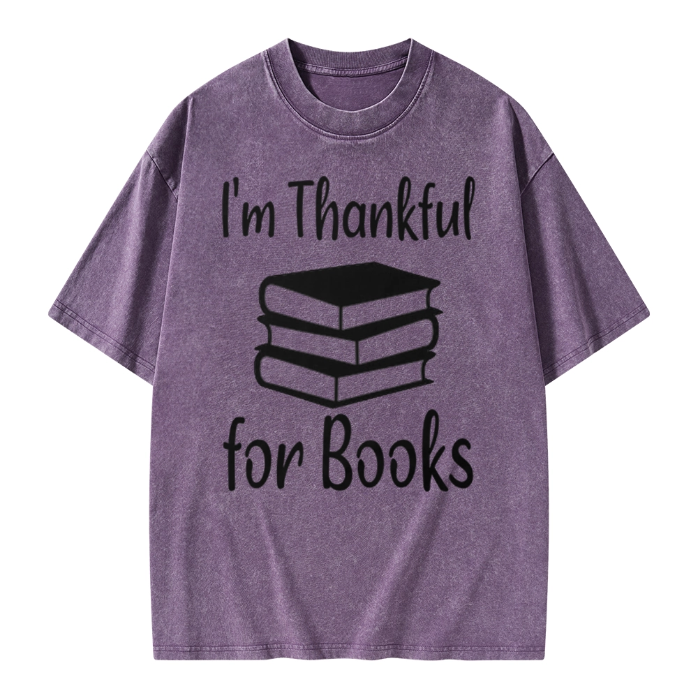 Pagewings Thanksgiving I Am Thankful For Books Unisex Washed T-shirt