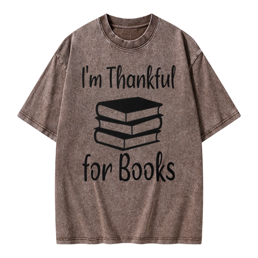 Pagewings Thanksgiving I Am Thankful For Books Unisex Washed T-shirt