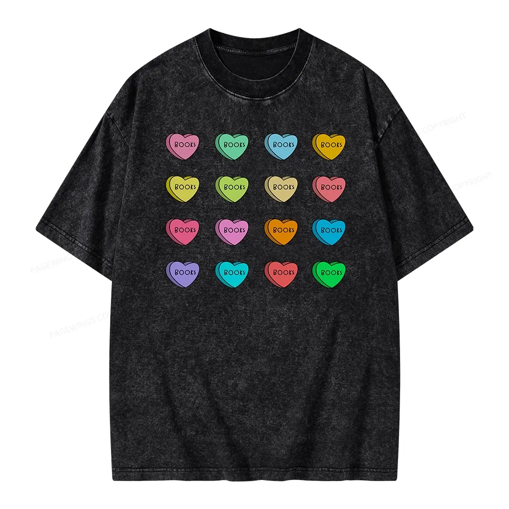 Pagewings Valentine's Day Librarian Unisex Washed T-shirt
