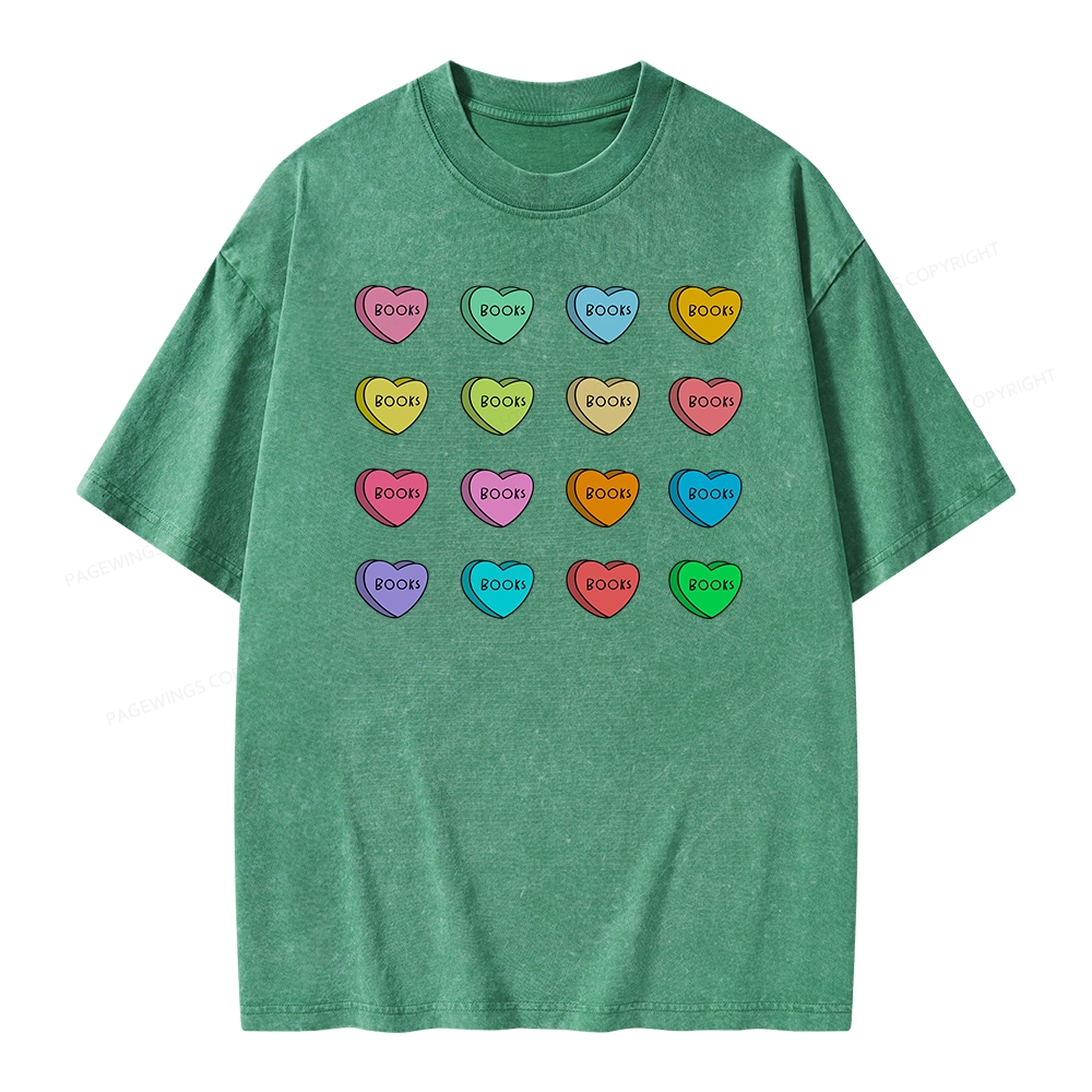 Pagewings Valentine's Day Librarian Unisex Washed T-shirt
