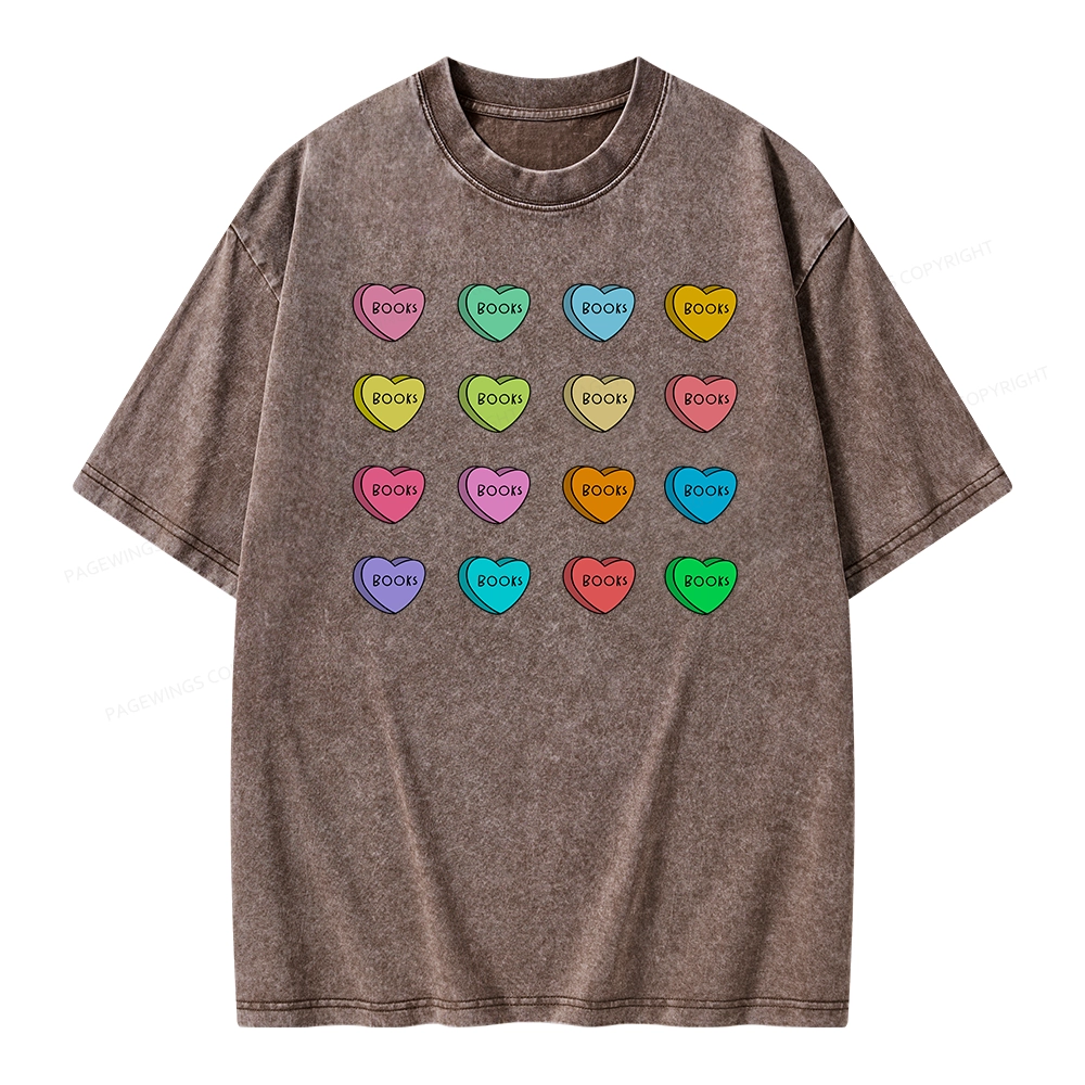 Pagewings Valentine's Day Librarian Unisex Washed T-shirt