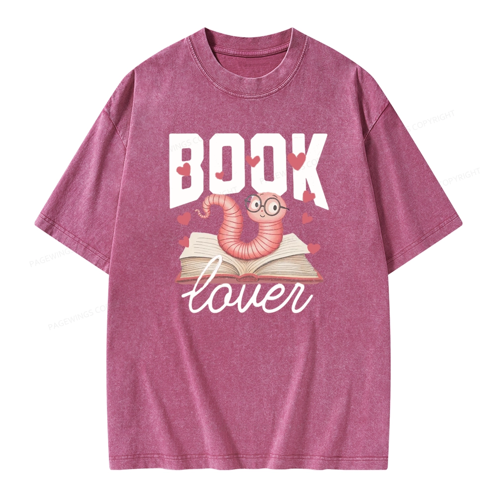 Pagewings Bookish Valentine's Day Gift for Her Unisex Washed T-shirt