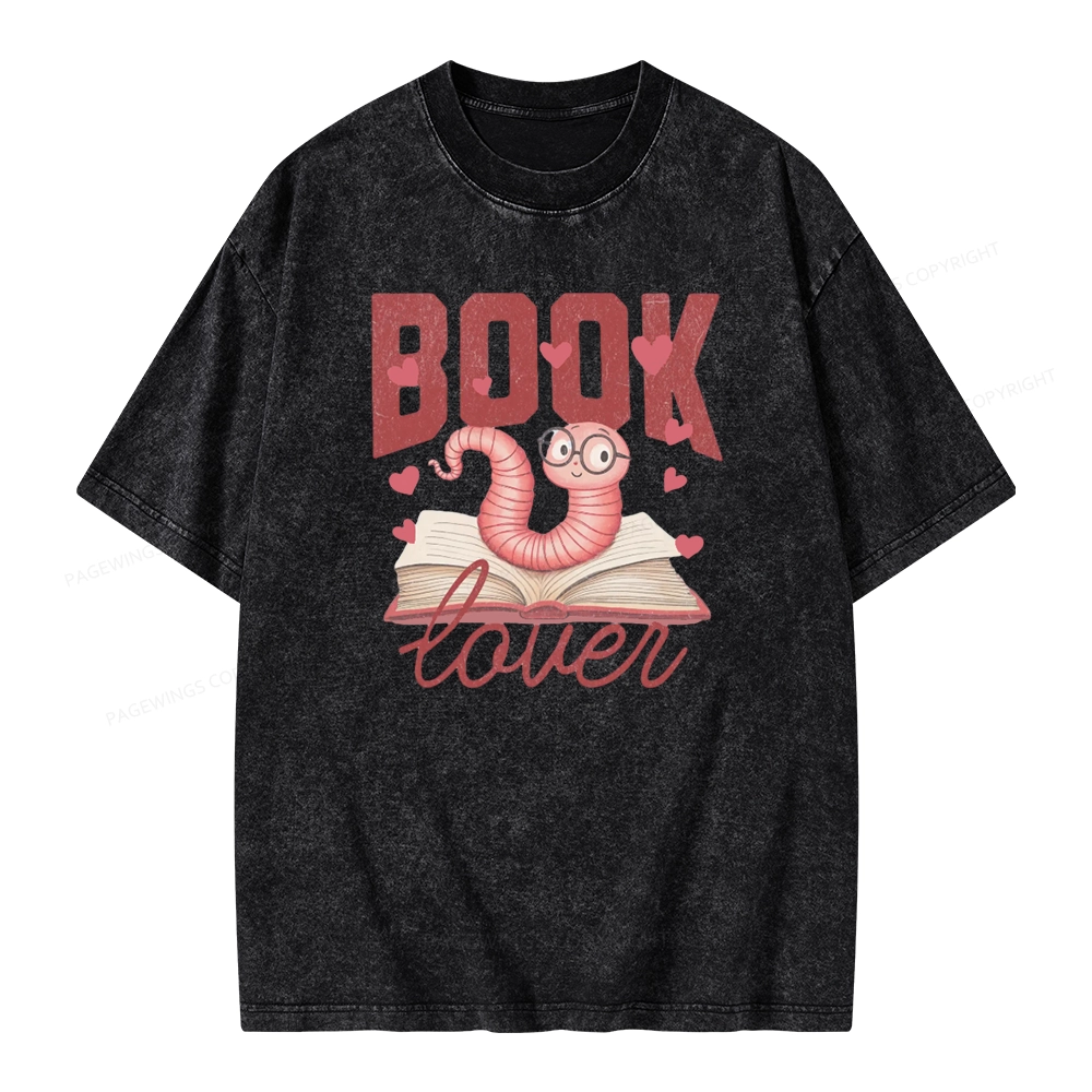 Pagewings Bookish Valentine's Day Gift for Her Unisex Washed T-shirt