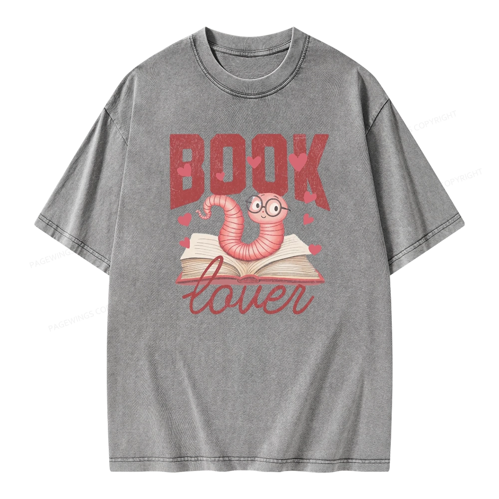 Pagewings Bookish Valentine's Day Gift for Her Unisex Washed T-shirt
