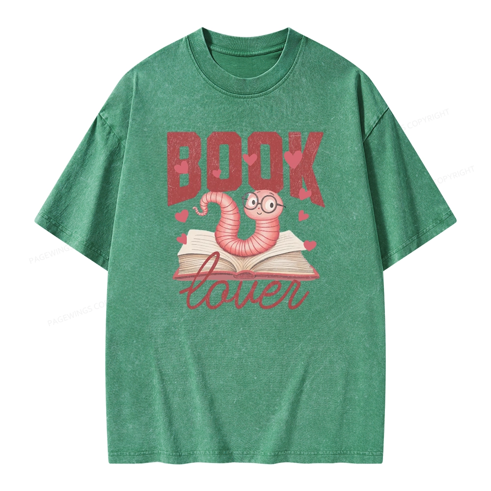 Pagewings Bookish Valentine's Day Gift for Her Unisex Washed T-shirt