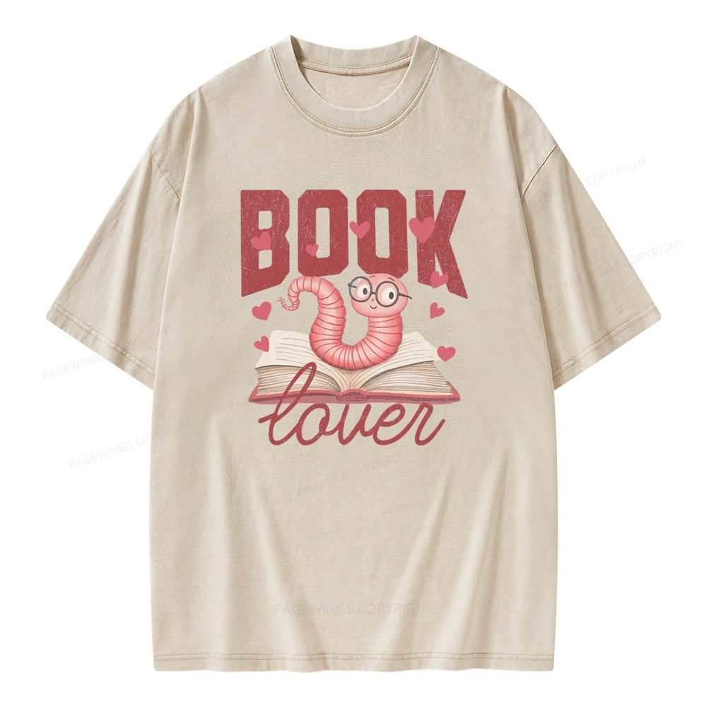 Pagewings Bookish Valentine's Day Gift for Her Unisex Washed T-shirt