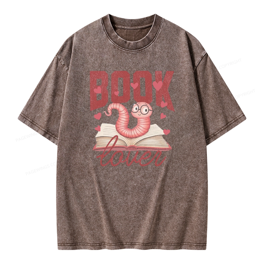 Pagewings Bookish Valentine's Day Gift for Her Unisex Washed T-shirt