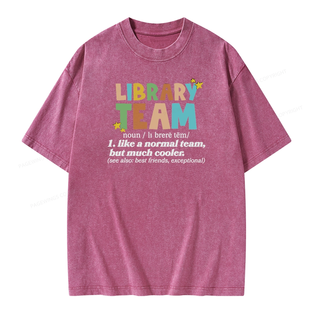 Pagewings Library Team And Library Squad Unisex Washed T-shirt