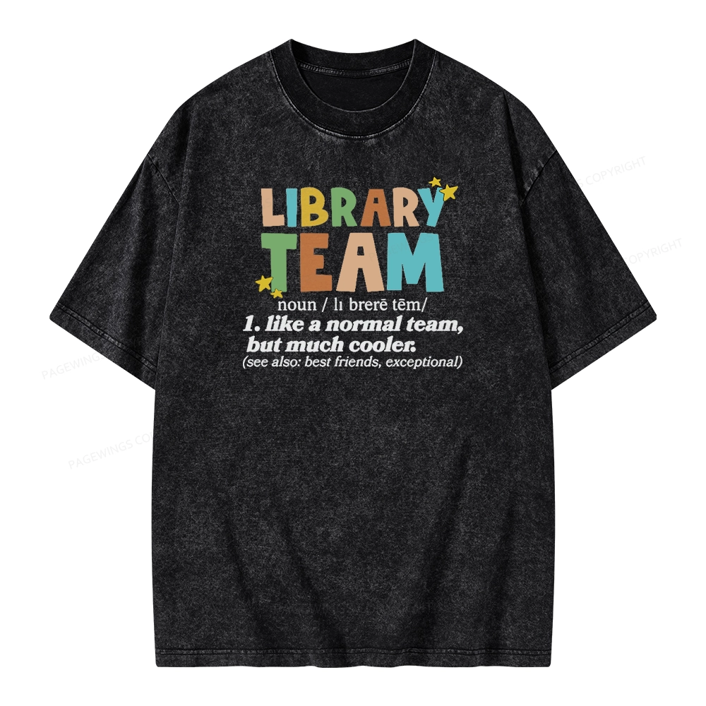 Pagewings Library Team And Library Squad Unisex Washed T-shirt