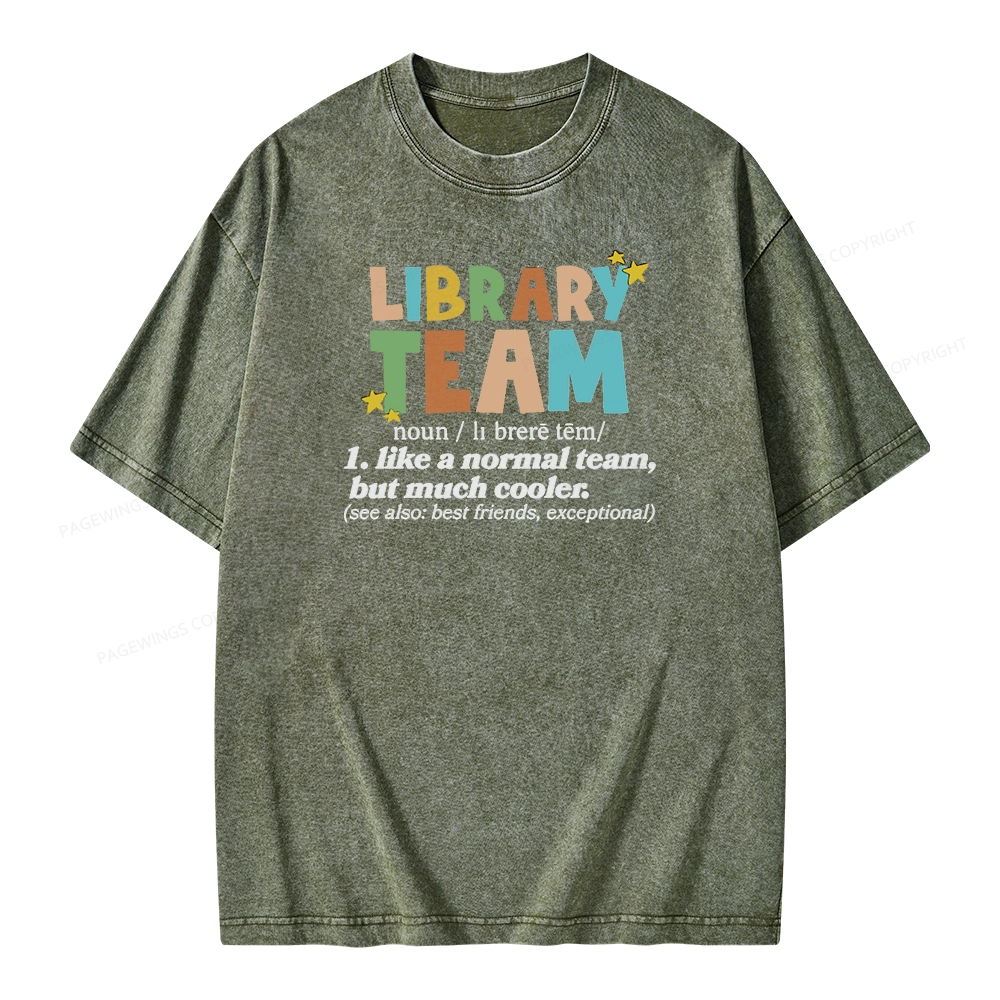 Pagewings Library Team And Library Squad Unisex Washed T-shirt
