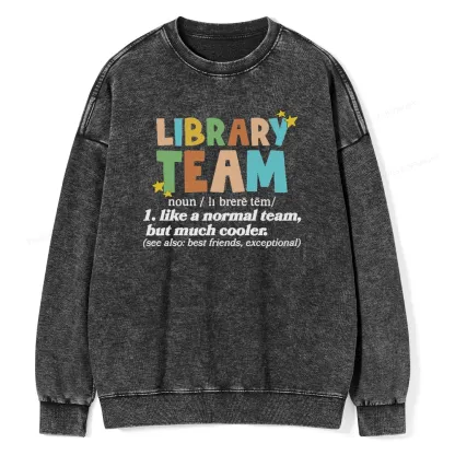 Pagewings Library Team And Library Squad Unisex Washed Sweatshirt