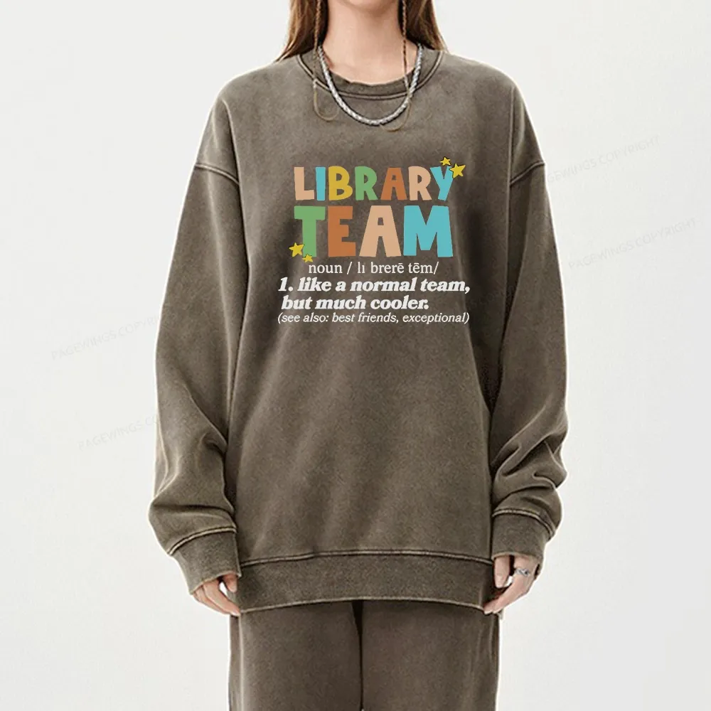 Pagewings Library Team And Library Squad Unisex Washed Sweatshirt