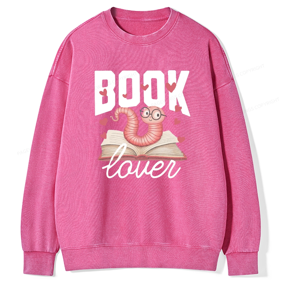 Pagewings Bookish Valentine's Day Gift for Her Unisex Washed Sweatshirt