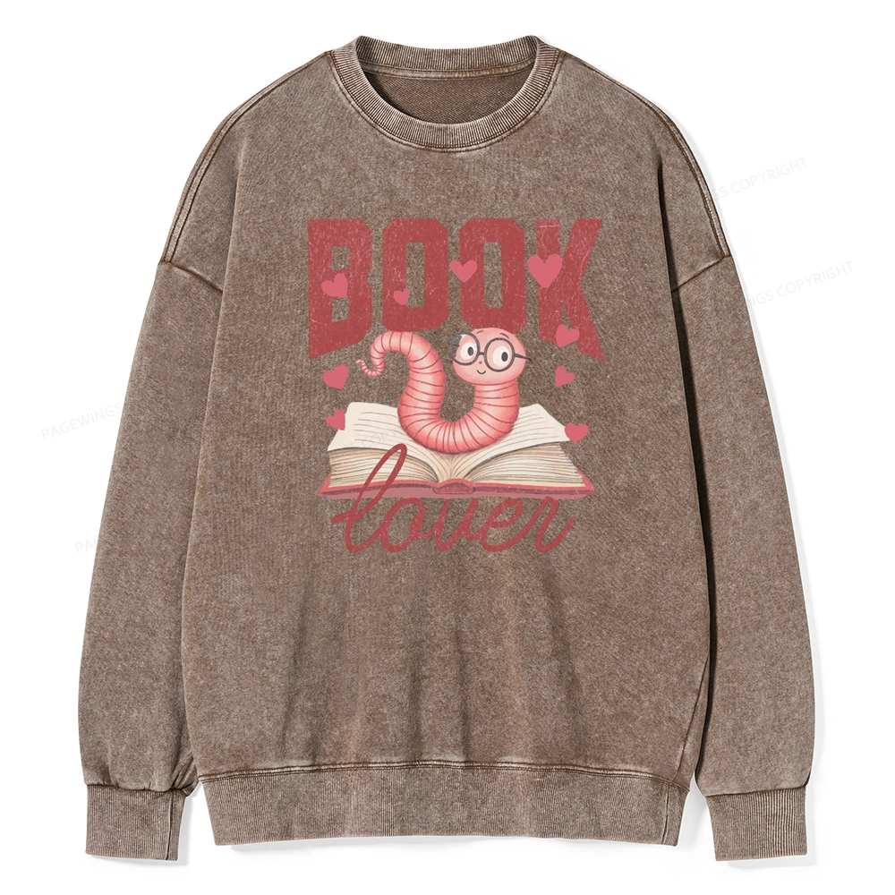 Pagewings Bookish Valentine's Day Gift for Her Unisex Washed Sweatshirt