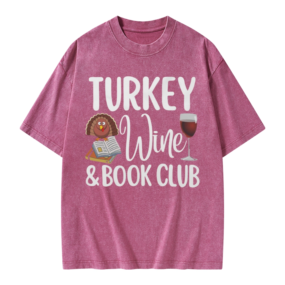 Pagewings Book Club Wine Unisex Washed T-shirt