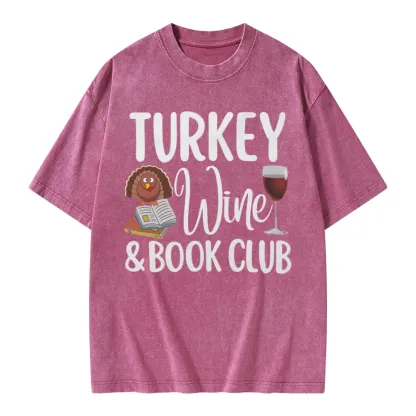Pagewings Book Club Wine Unisex Washed T-shirt
