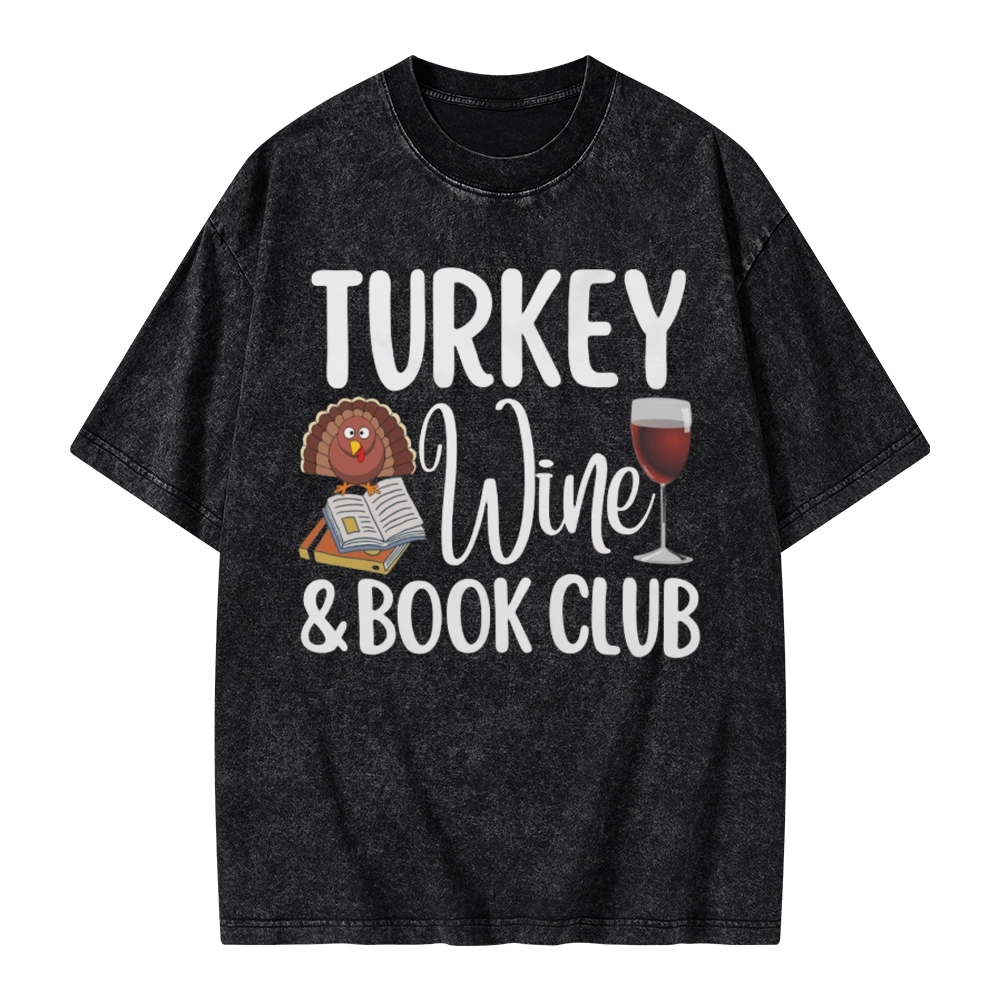 Pagewings Book Club Wine Unisex Washed T-shirt