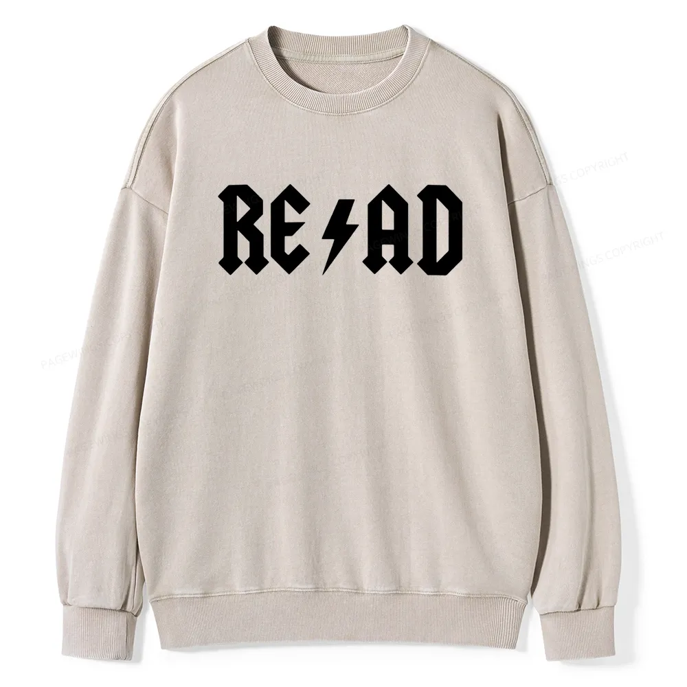 Pagewings Read Back In The Library "rock And Roll" Unisex Washed Sweatshirt