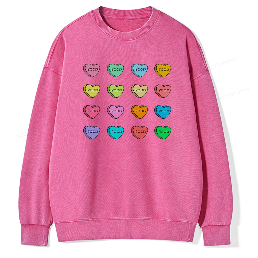Pagewings Valentine's Day Librarian Unisex Washed Sweatshirt