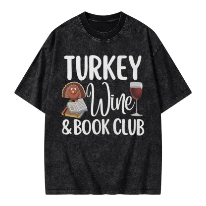 Pagewings Book Club Wine Unisex Washed T-shirt