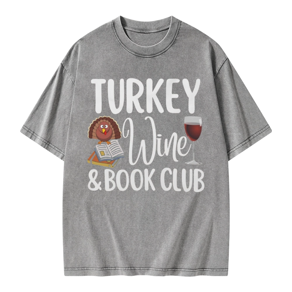 Pagewings Book Club Wine Unisex Washed T-shirt