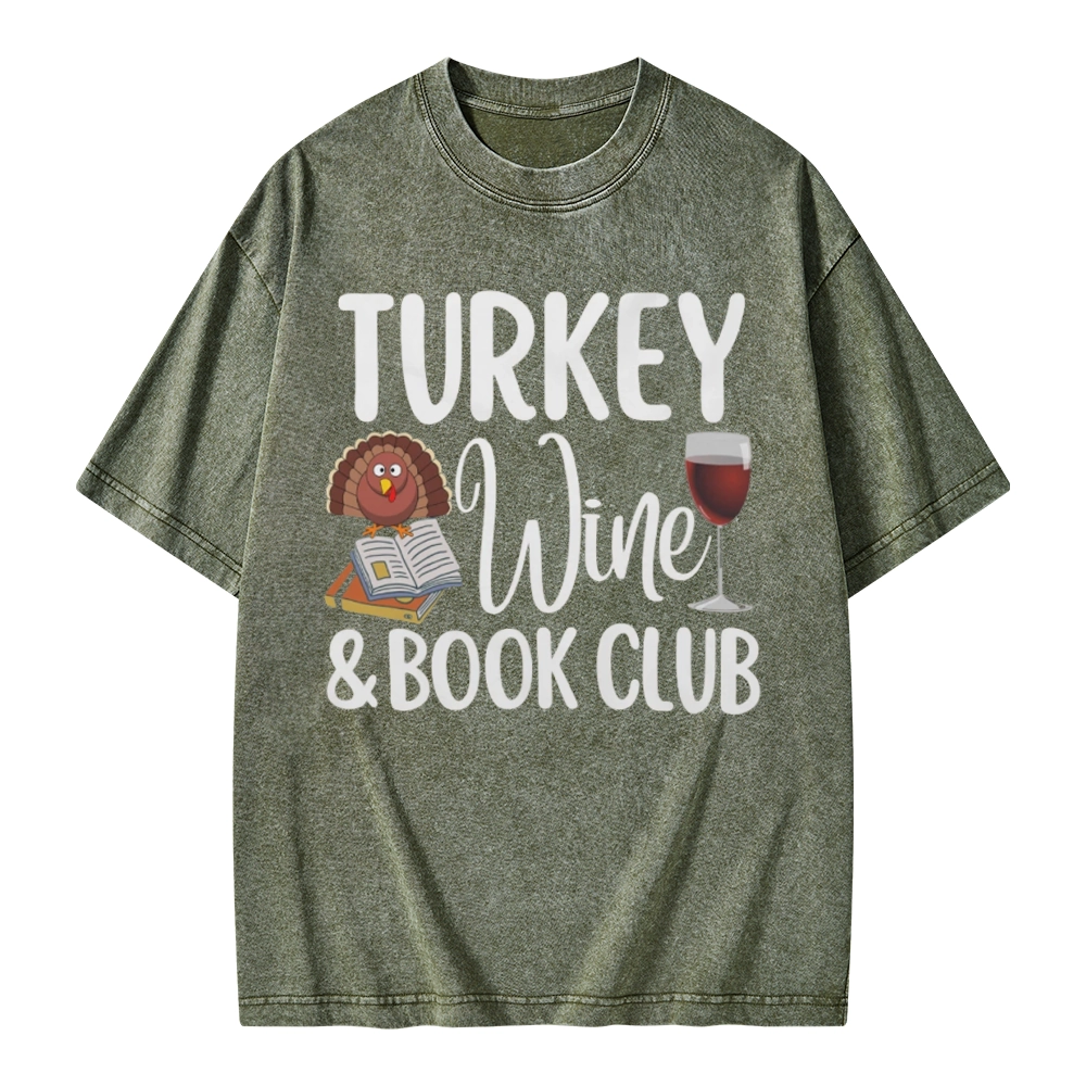 Pagewings Book Club Wine Unisex Washed T-shirt