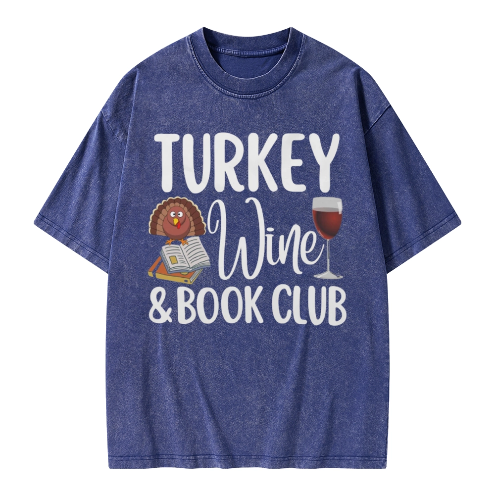 Pagewings Book Club Wine Unisex Washed T-shirt
