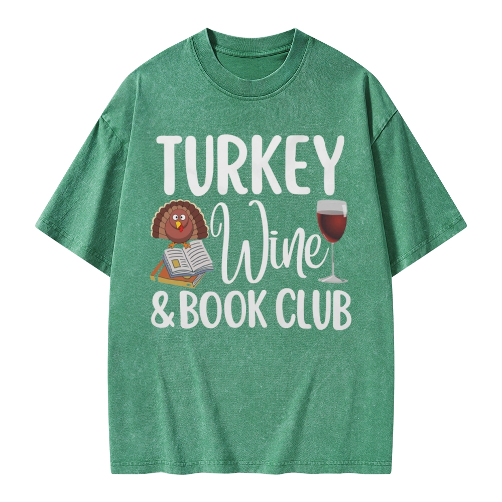 Pagewings Book Club Wine Unisex Washed T-shirt