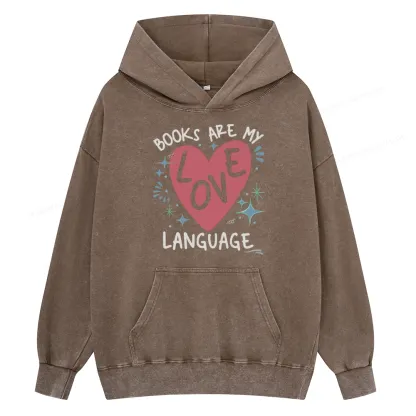 Pagewing Books Are My Love Language Unisex Washed Hoodie