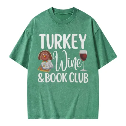 Pagewings Book Club Wine Unisex Washed T-shirt
