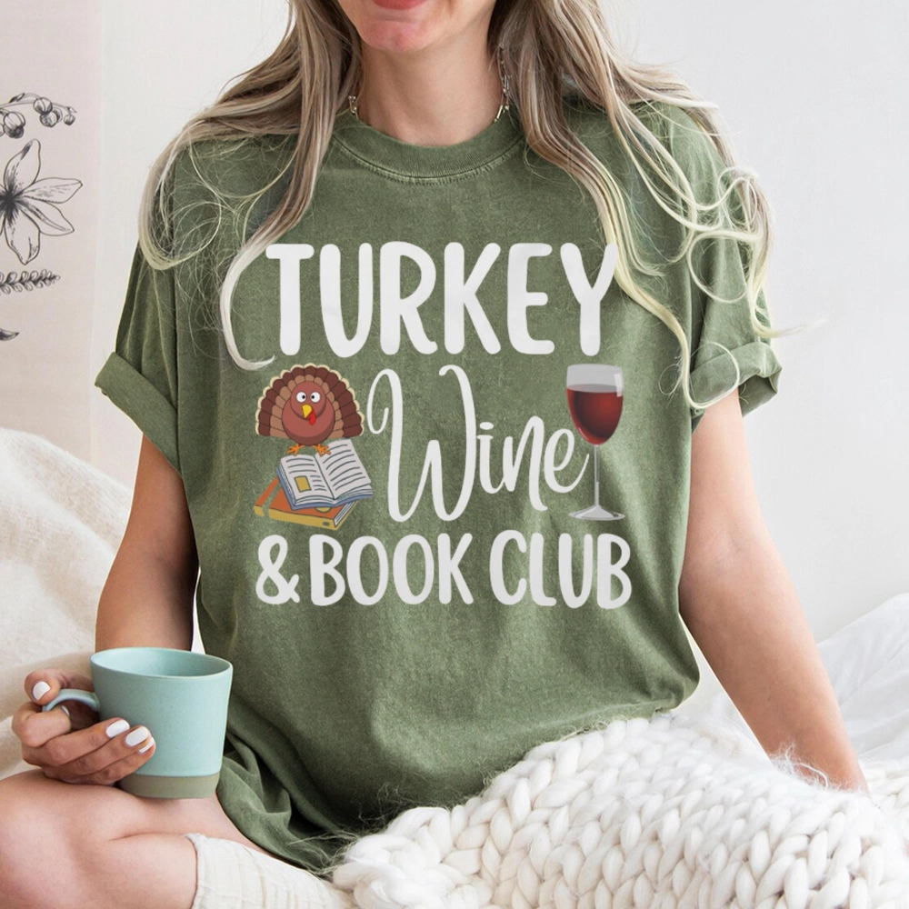 Pagewings Book Club Wine Unisex Washed T-shirt