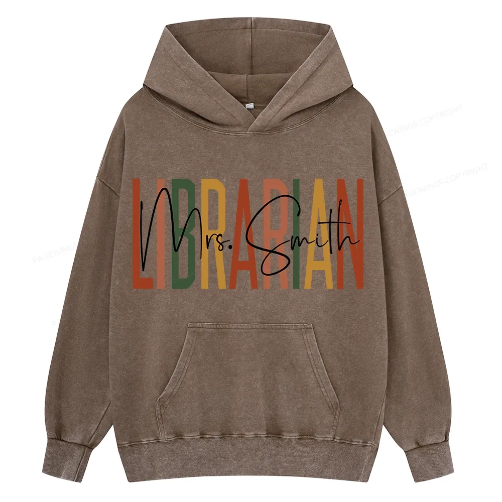 Pagewing Personalized Librarian Unisex Washed Hoodie