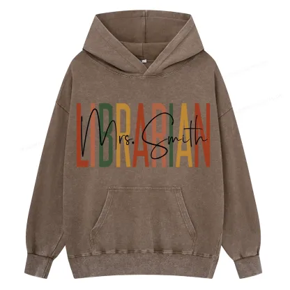 Pagewing Personalized Librarian Unisex Washed Hoodie