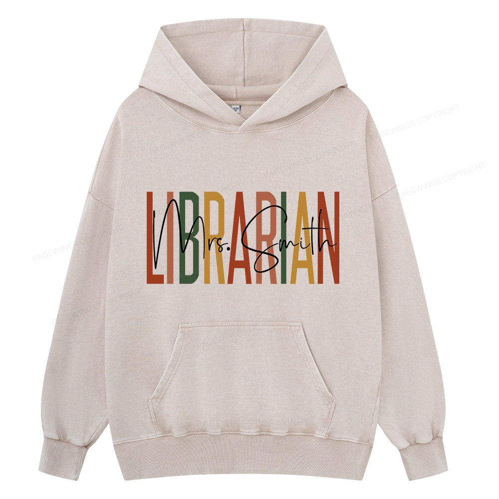 Pagewing Personalized Librarian Unisex Washed Hoodie