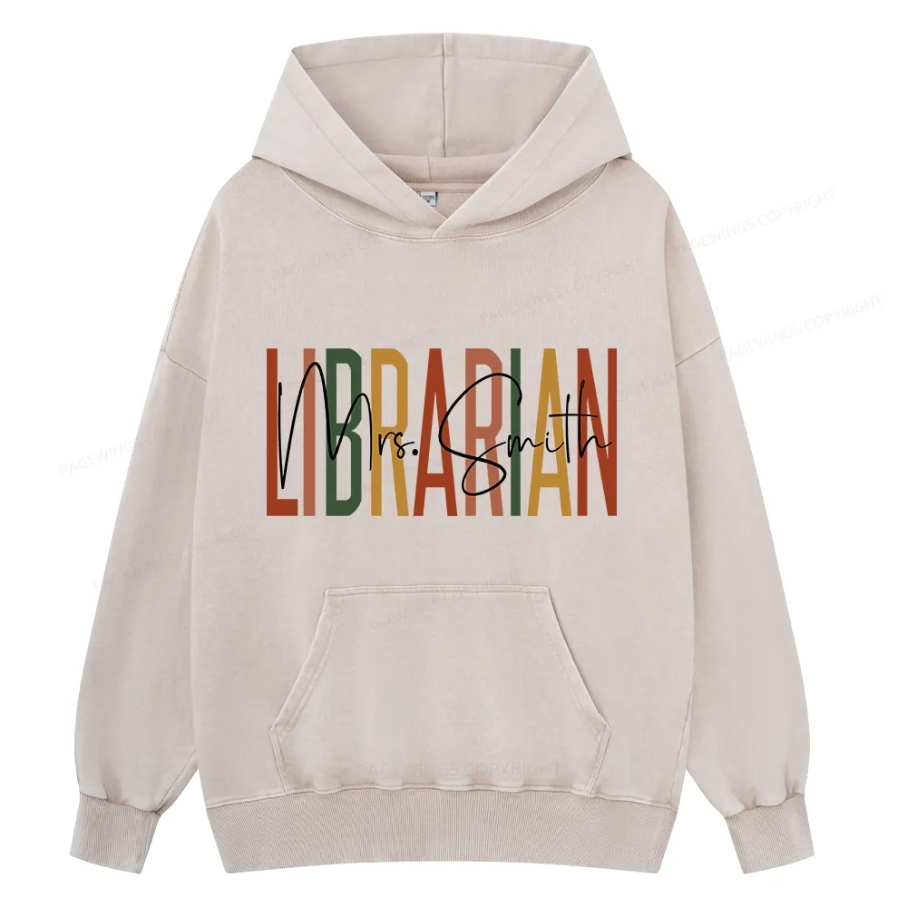 Pagewing Personalized Librarian Unisex Washed Hoodie
