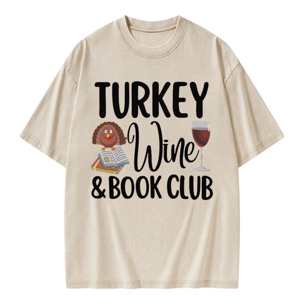 Pagewings Book Club Wine Unisex Washed T-shirt