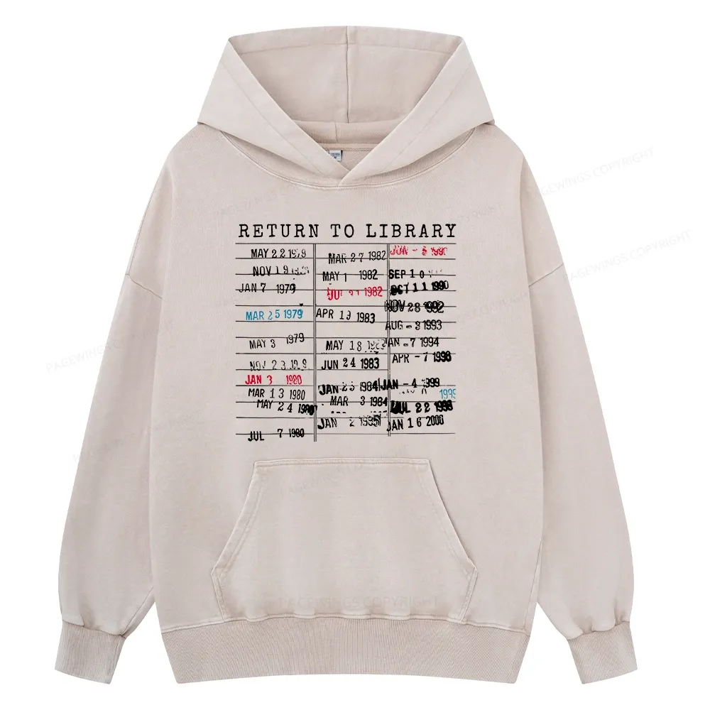 Pagewing Return To Library Unisex Washed Hoodie