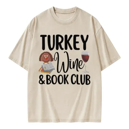 Pagewings Book Club Wine Unisex Washed T-shirt