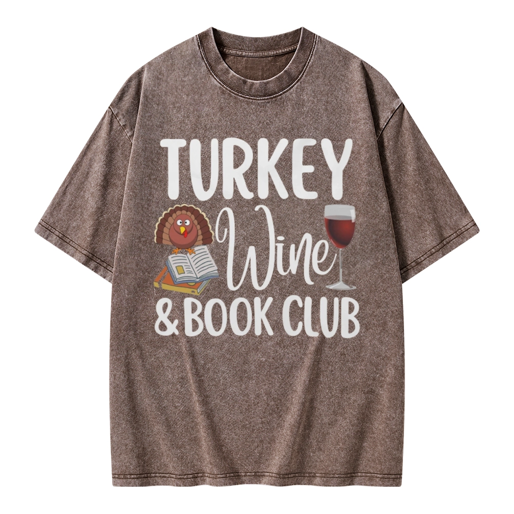 Pagewings Book Club Wine Unisex Washed T-shirt