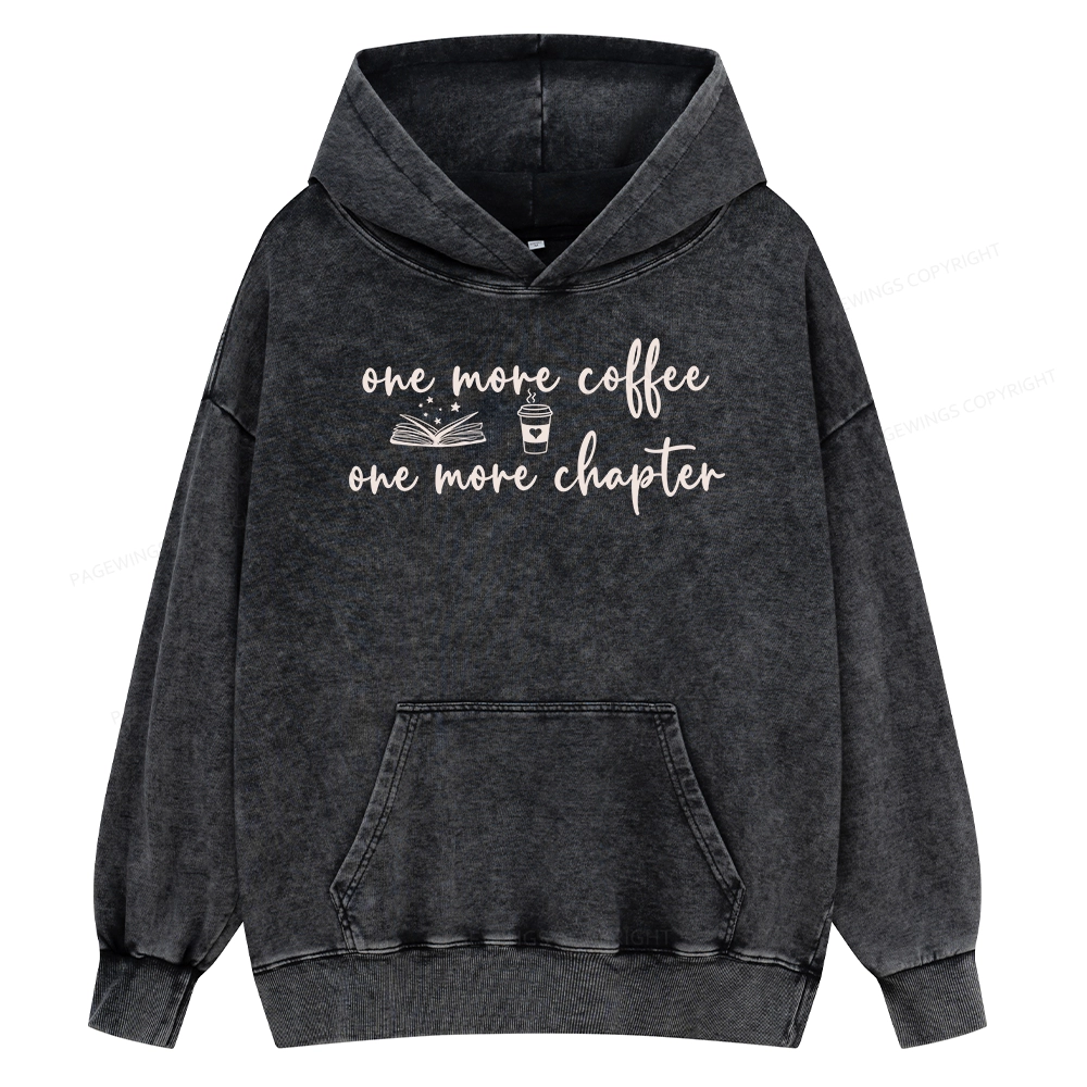 Pagewing Just One More Coffee and Books Unisex Washed Hoodie