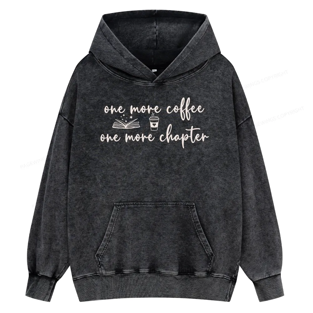 Pagewing Just One More Coffee and Books Unisex Washed Hoodie