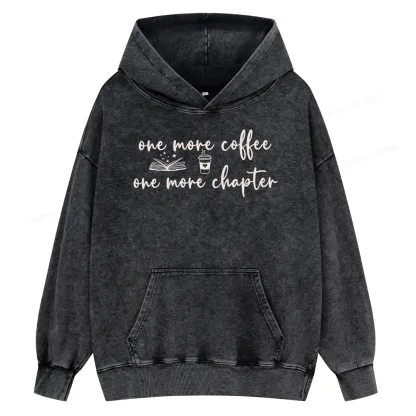 Pagewing Just One More Coffee and Books Unisex Washed Hoodie
