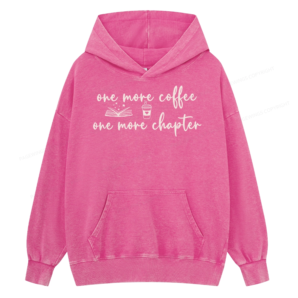Pagewing Just One More Coffee and Books Unisex Washed Hoodie