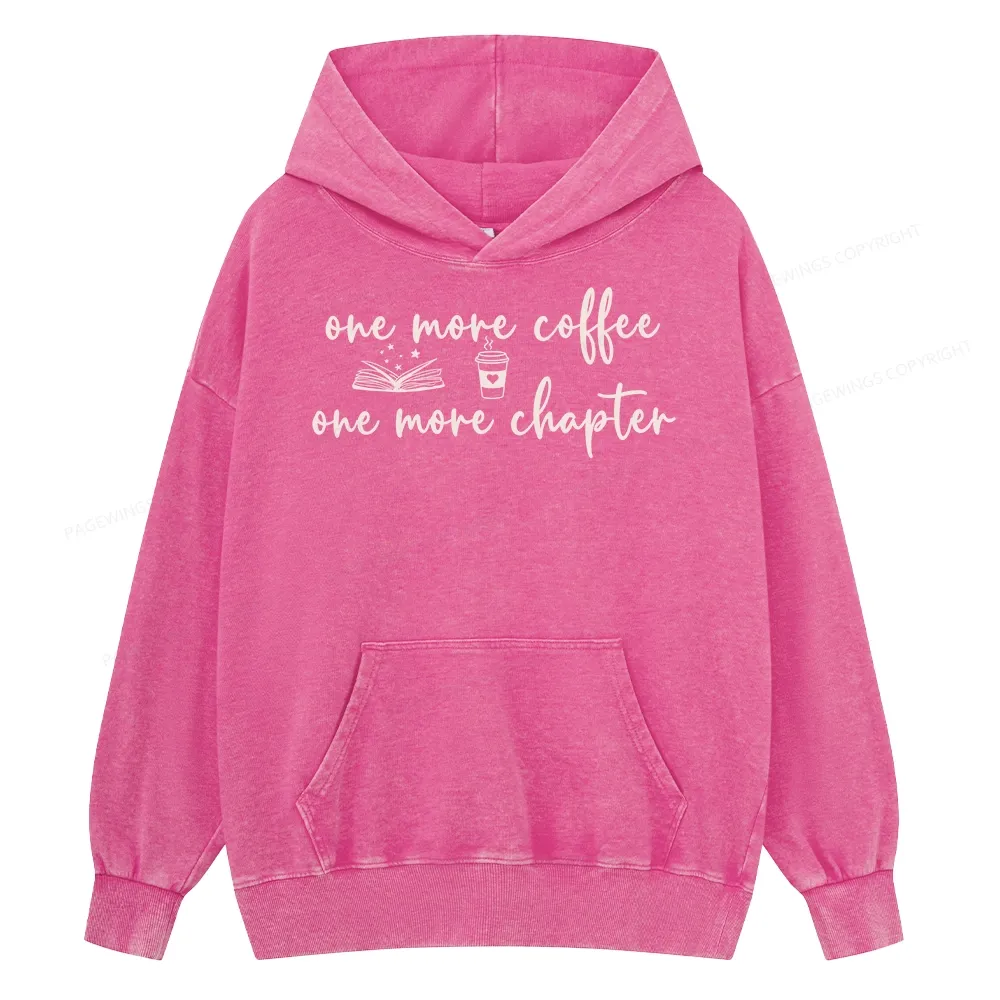 Pagewing Just One More Coffee and Books Unisex Washed Hoodie