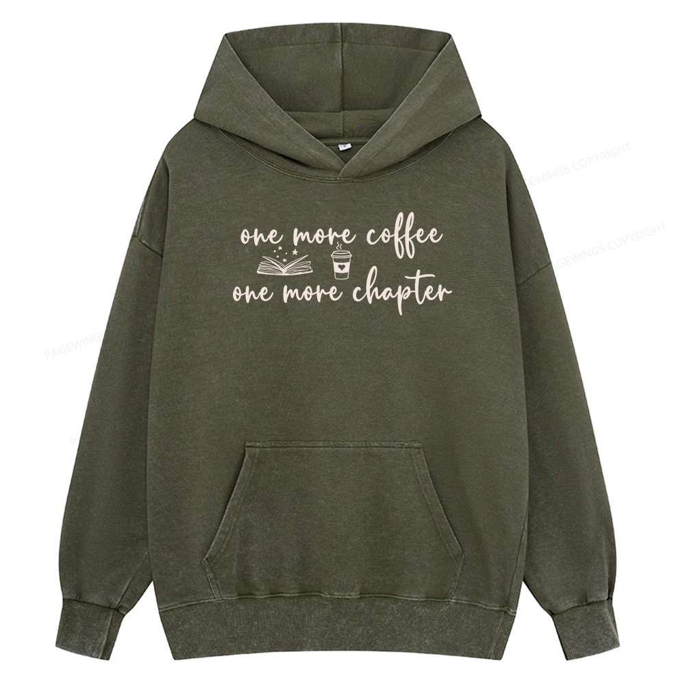 Pagewing Just One More Coffee and Books Unisex Washed Hoodie