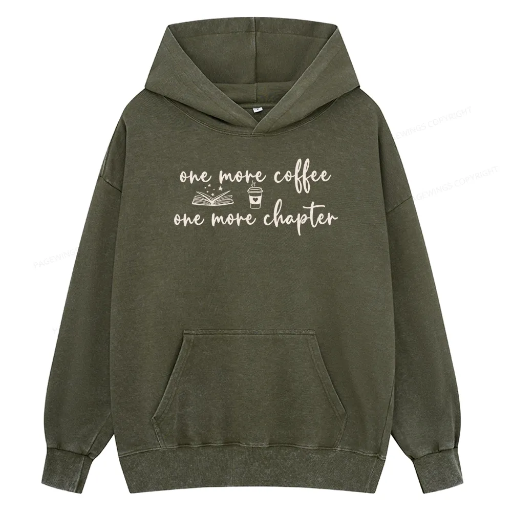 Pagewing Just One More Coffee and Books Unisex Washed Hoodie